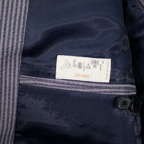 Studiosuits Sport Coat Men's 44/45 Seersucker Solbiati Zefiro striped peak lapel - Picture 9 of 10